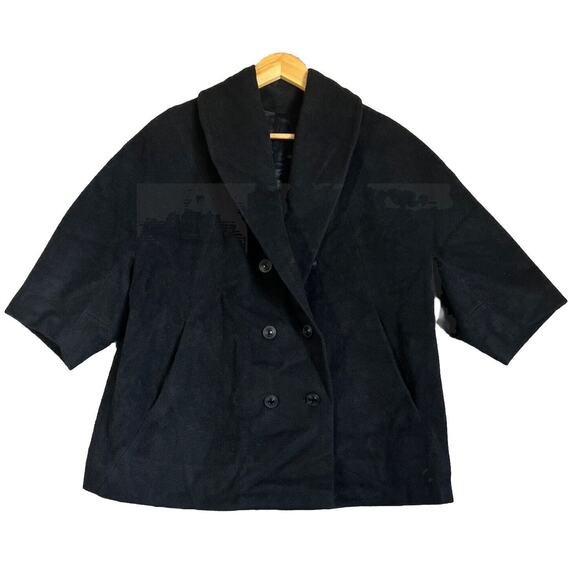 Vtg 50s Forstmann Pea Coat S/M Black Cashmere 1/2 Sleeve Pockets Retro Glam MCM - Picture 1 of 16